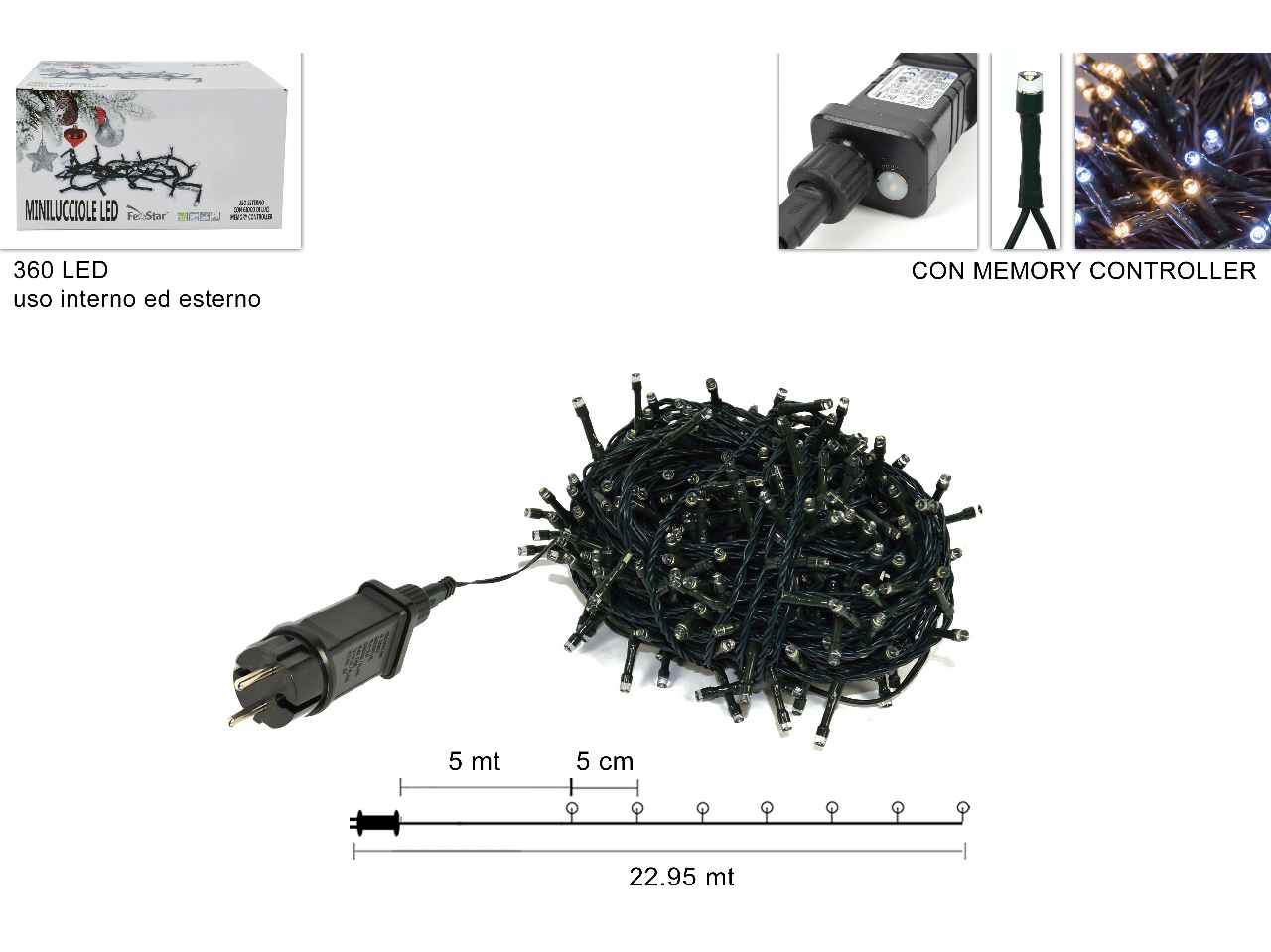 Catena luci 360led bianco freddo uso esterno al005451 $