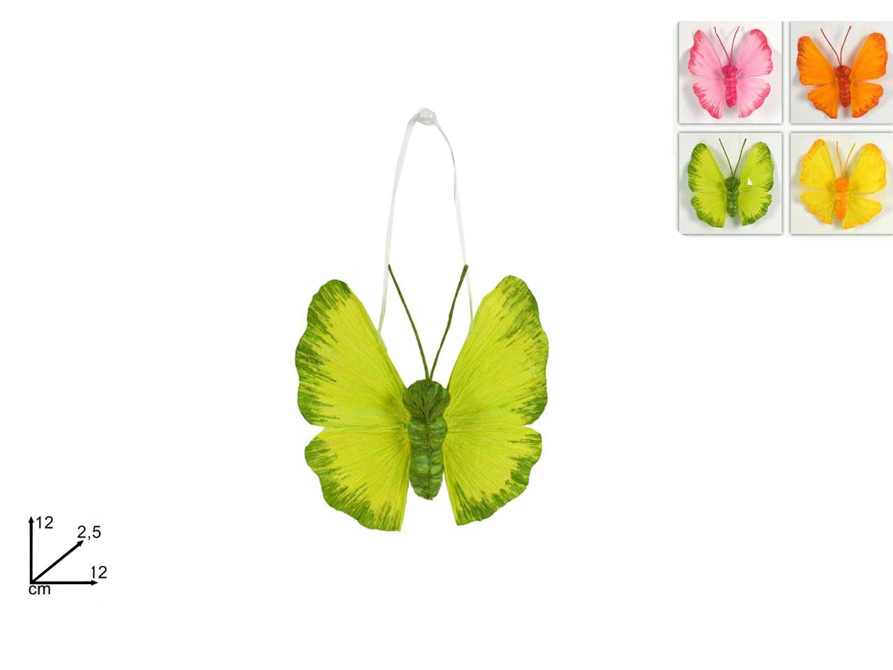 Farfalla in carta crespa misura 12cm in 4 colori