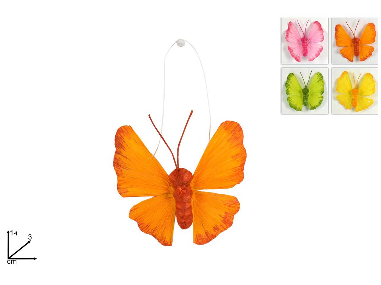Farfalla in carta crespa misura 14cm in 4 colori