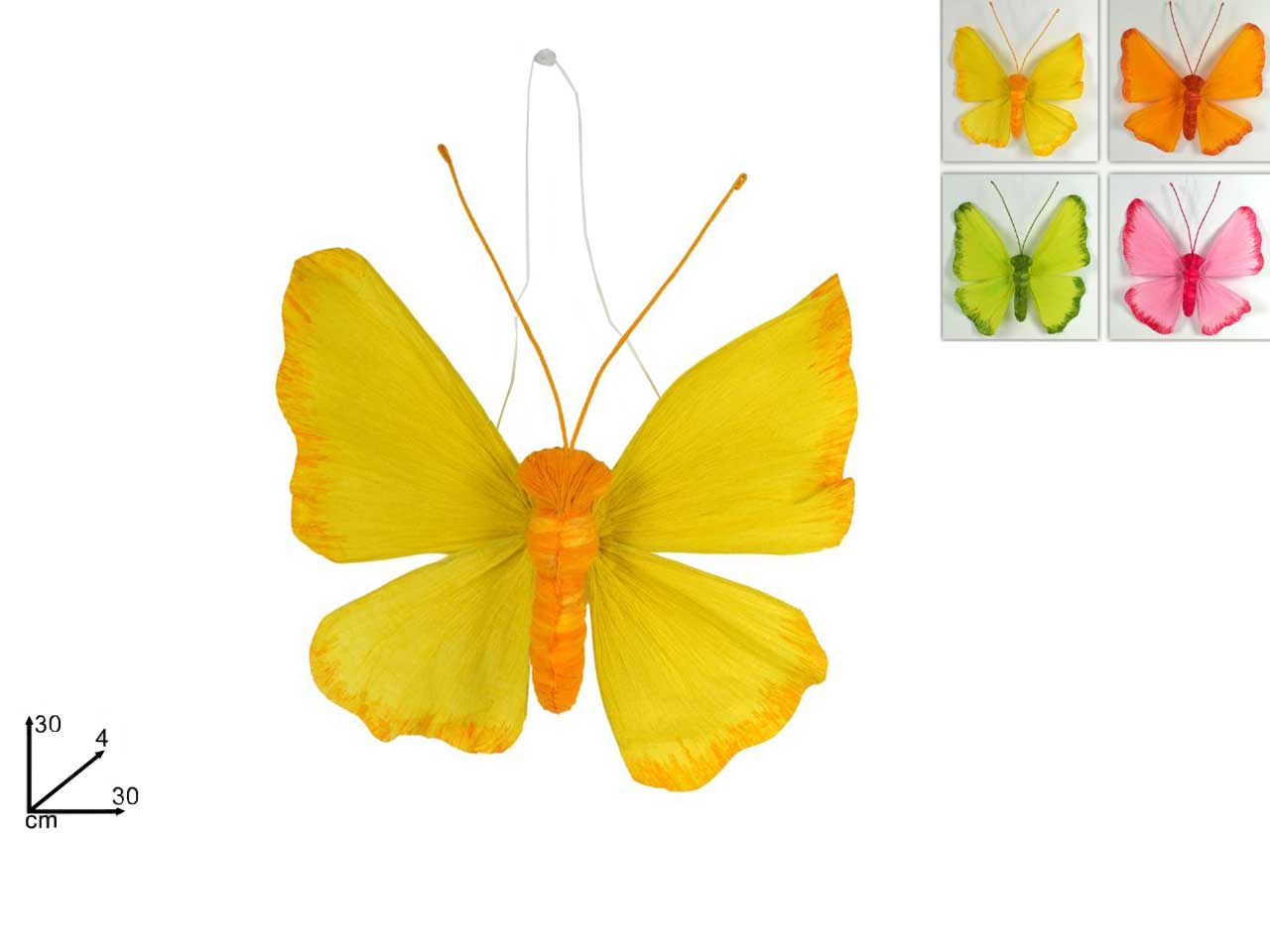 Farfalla in carta crespa misura 30cm in 4 colori