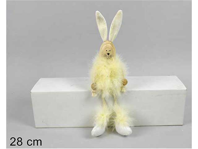 Coniglio c/piume 28cm gi009284