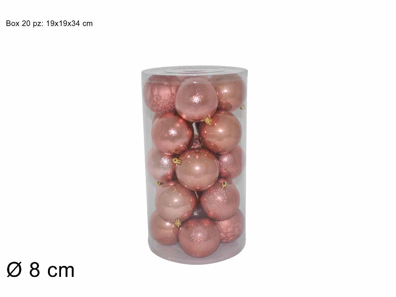 Sfera 8cm 20 pezzi rosa ca012153h