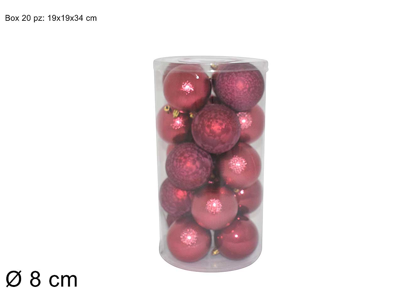 Sfera 8cm 20 pezzi bordeaux