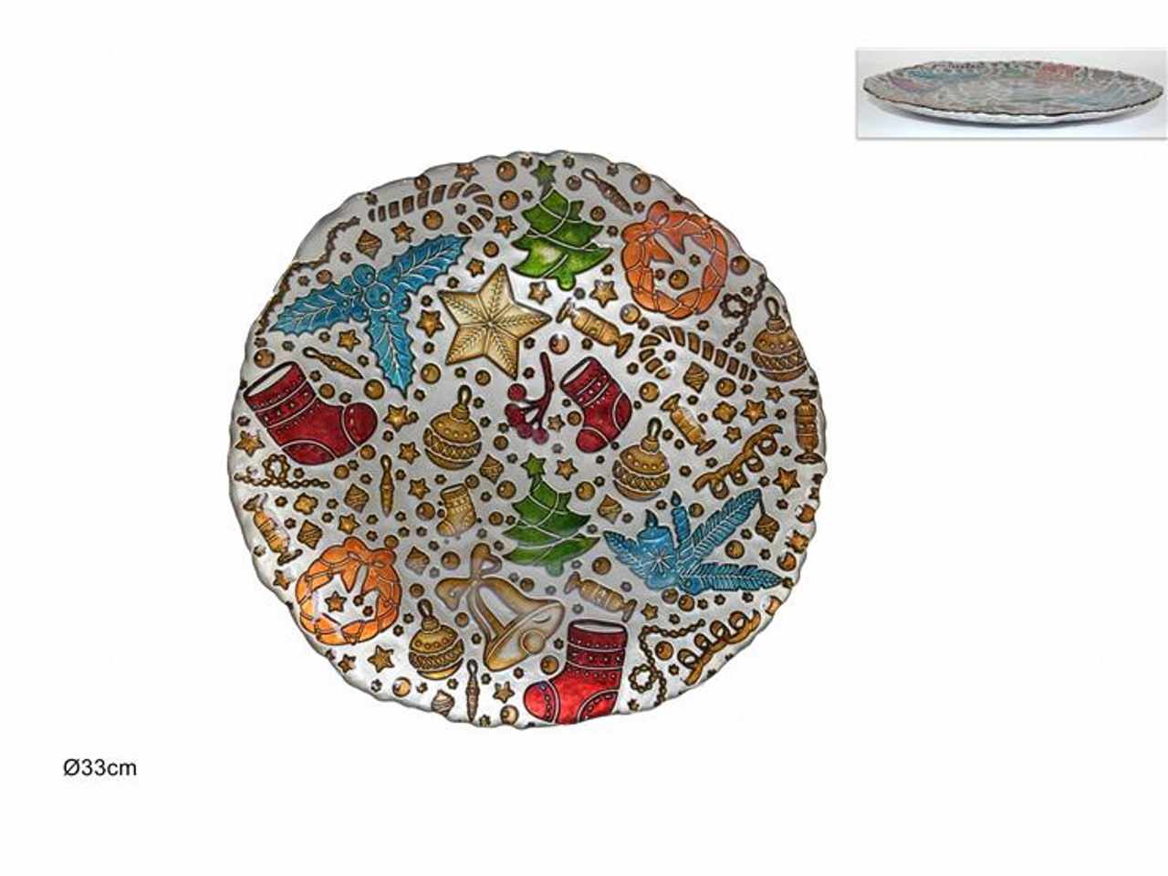 Piatto vetro natalizio 33cm