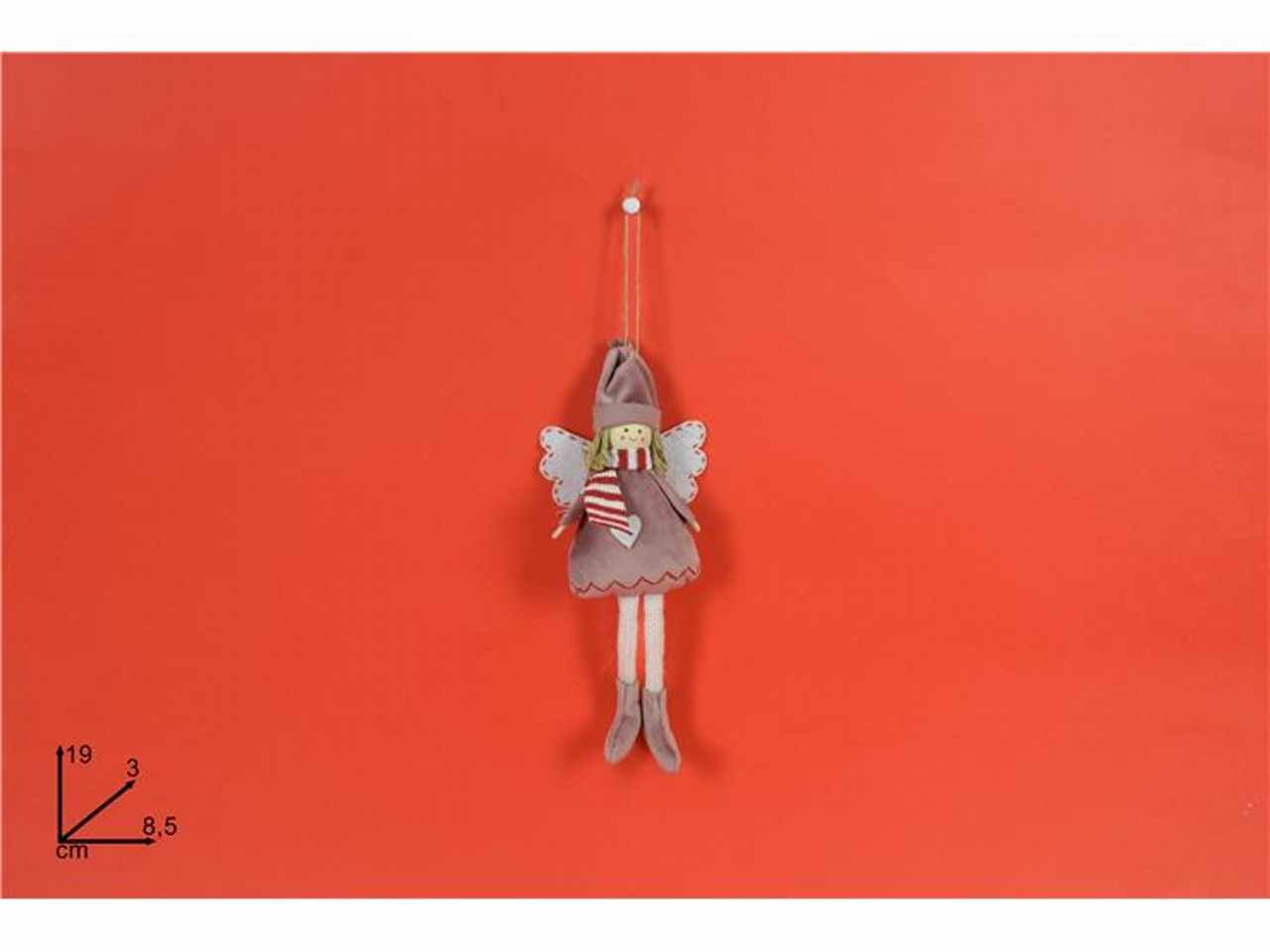 Appendino angelo in velluto rosa 19cm