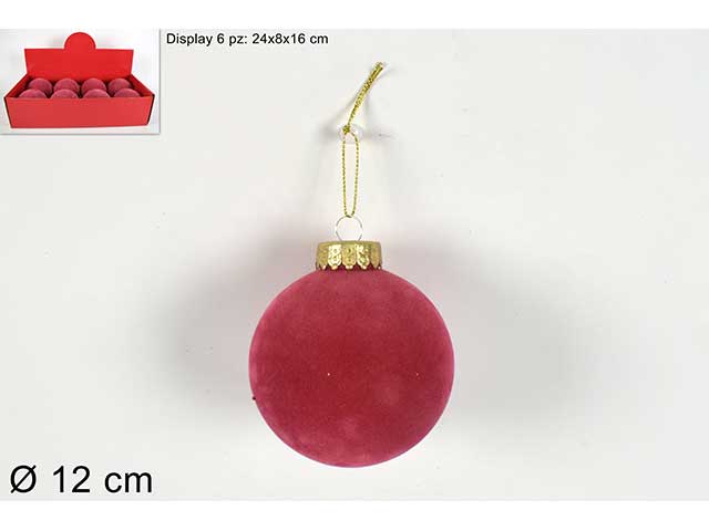 Sfera 12cm floccata rosa mn001343d