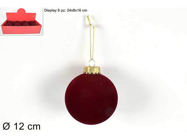 Sfera 12cm floccata bordeaux mn001343e