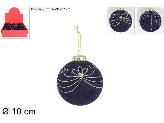 Sfera 10cm floccata blu/oro mn001347b