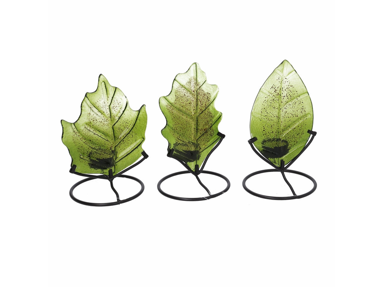 Portacandele foglia d.12xh.19cm set da 3 portacandele
