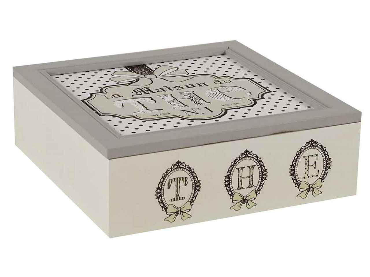 Scatola porta the bianco-nera cm24x24xh8