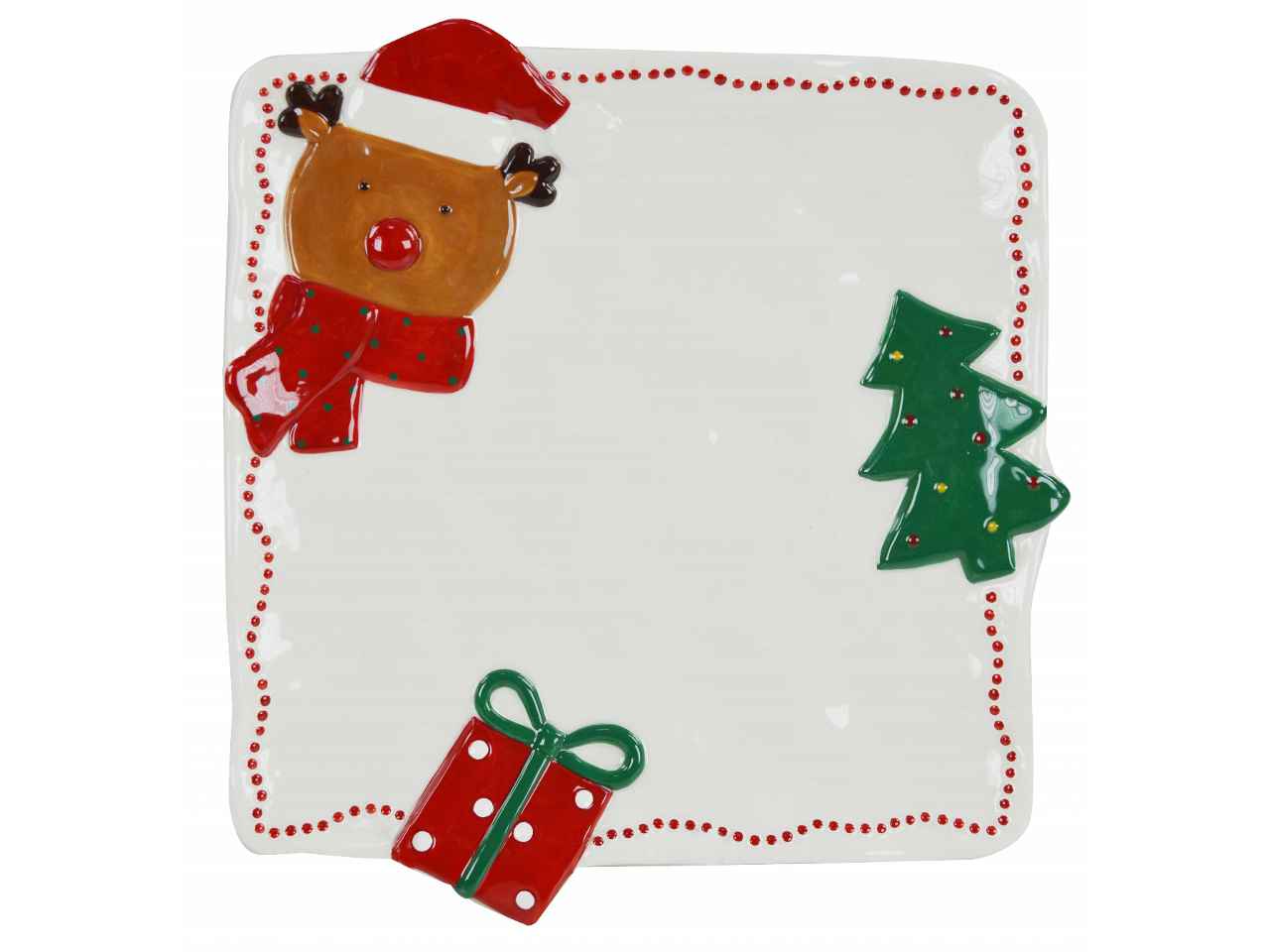 Piatto quadrato natale ln-0007 cm28,5x 26,5x2,5