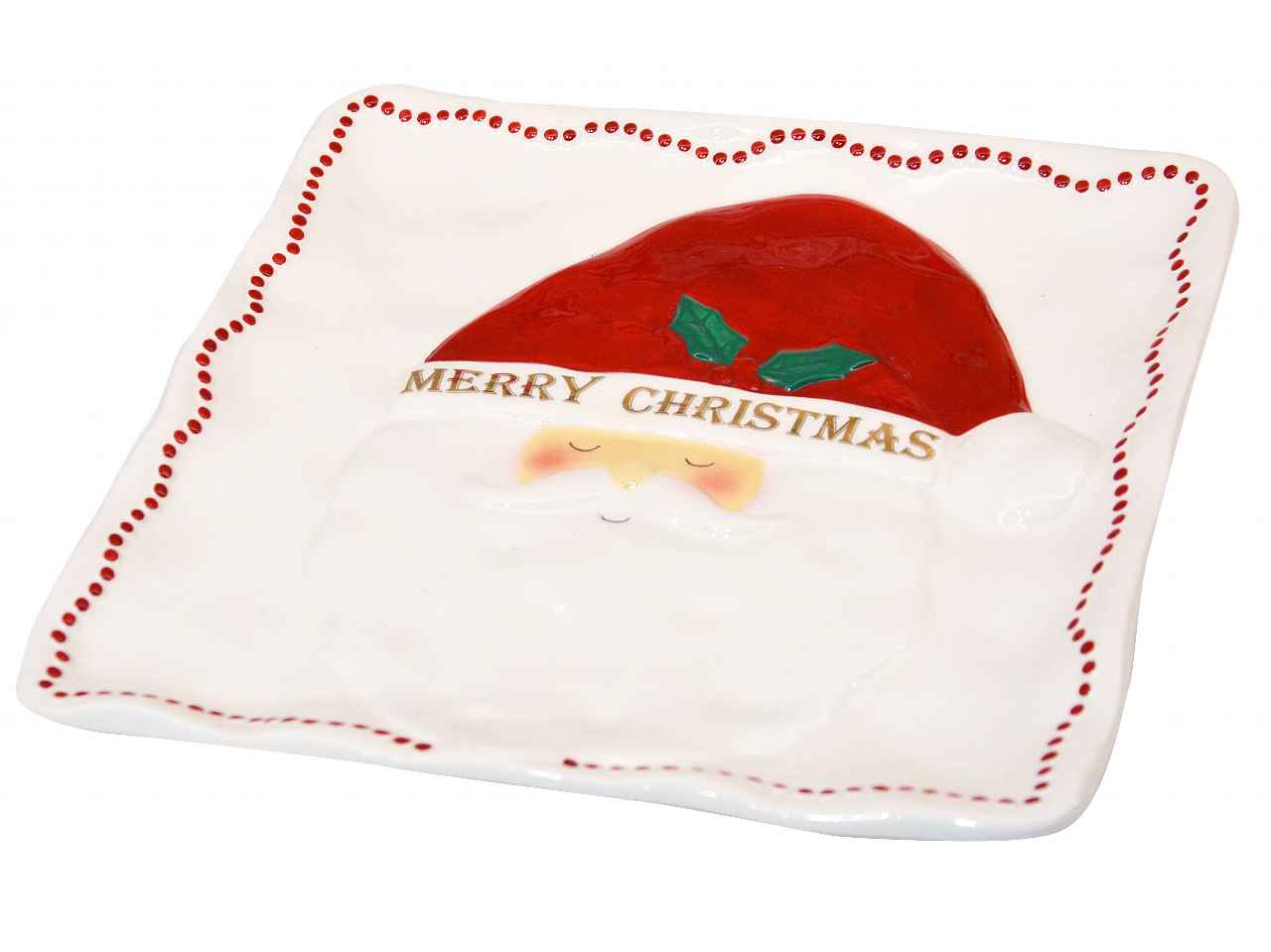 Piatto quadrato con babbo ln-0017 cm23 ,5x23,5x3