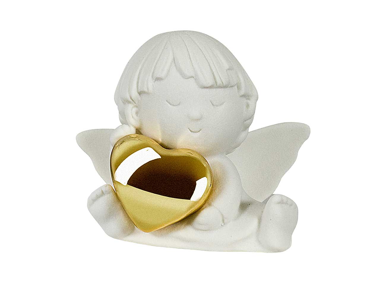 Angelo porc.c/cuore oro 9,5x6,5x7,5cm l2130