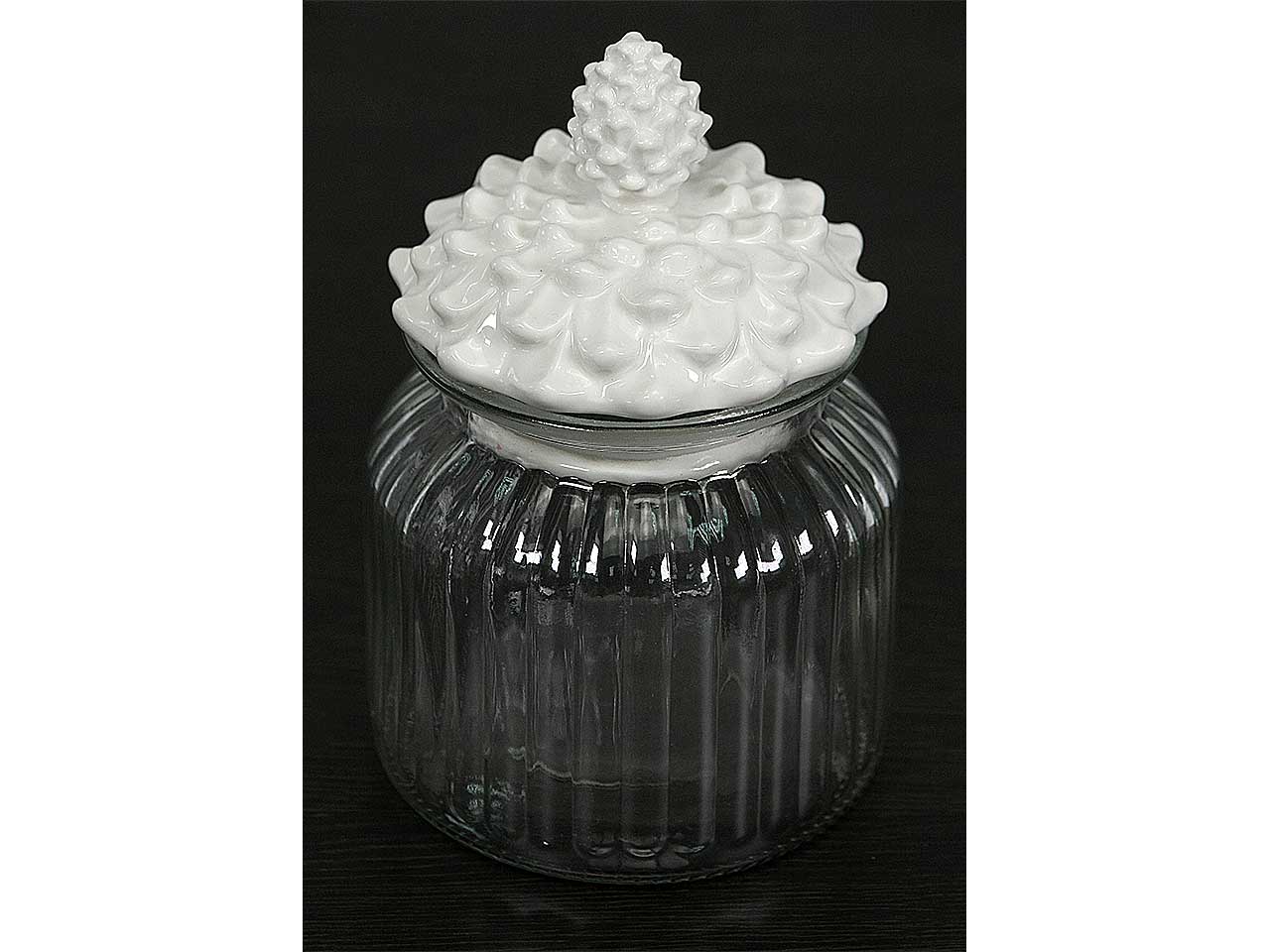 Barattolo vetro c/tappo pigna 11x17cm l2138