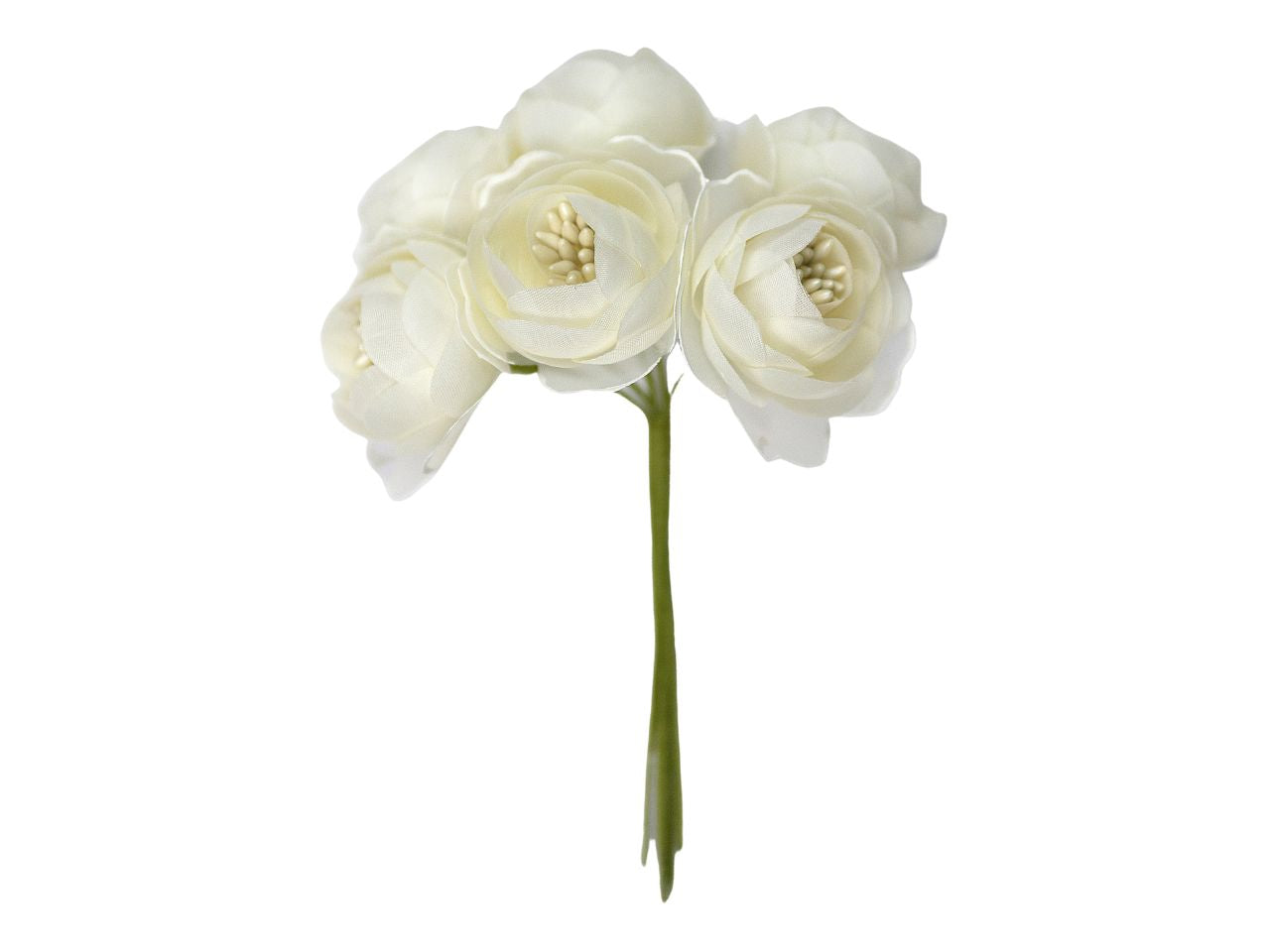 Mini rosa crema in tessuto e petali organza d.4cm 36 pezzi