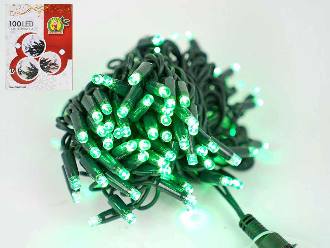 Catena luci 100 led verde fissa