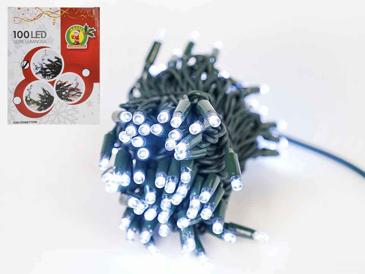 Catena luci 100 led bianco freddo fissa