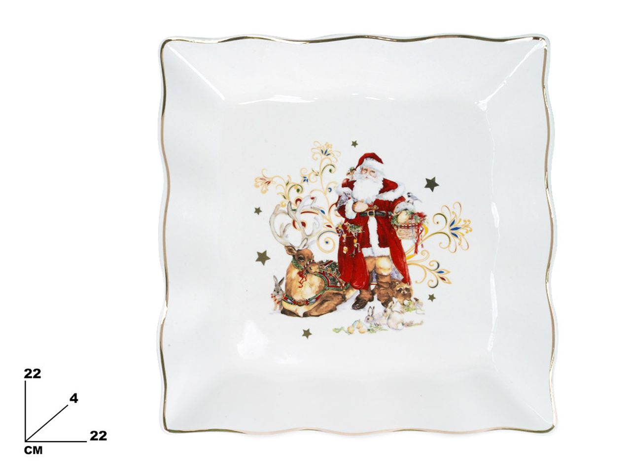 Piatto quadrato decorativo natalizio misura 22cm
