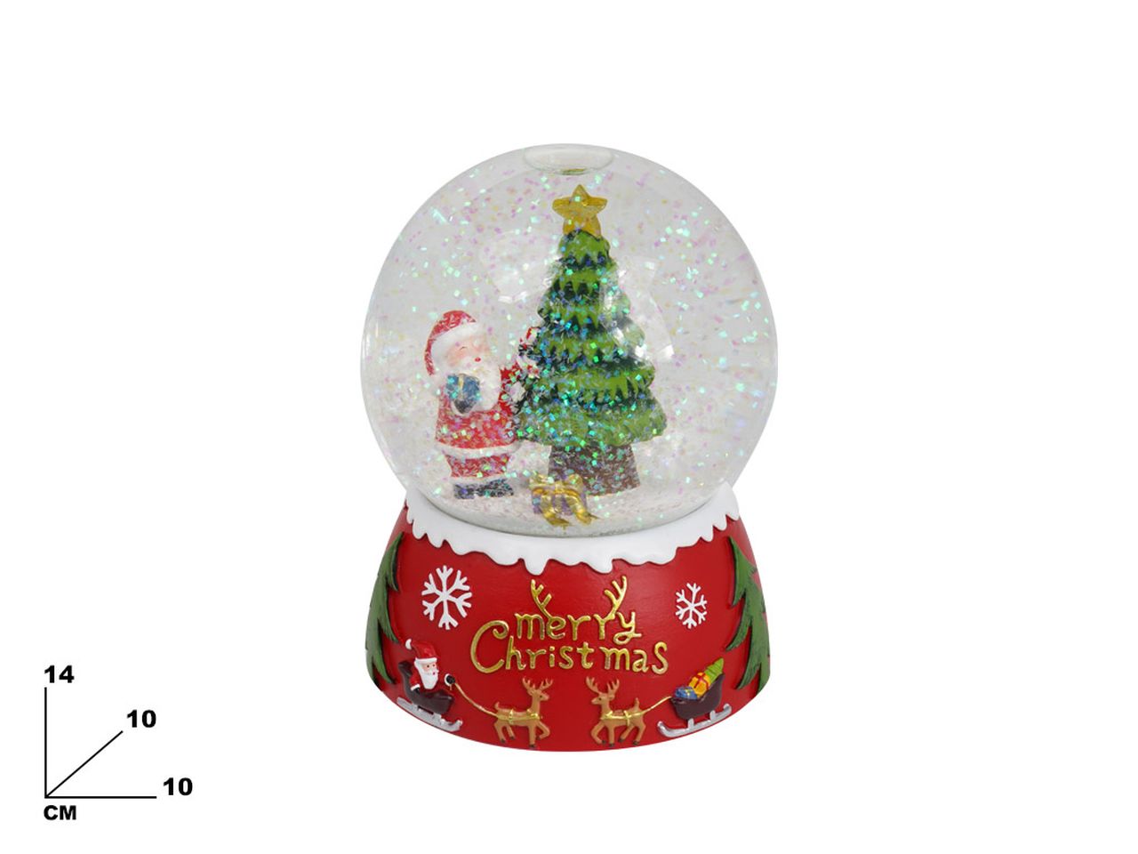 Carillon ampolla natalizia con babbo natale misura 14x10x10cm