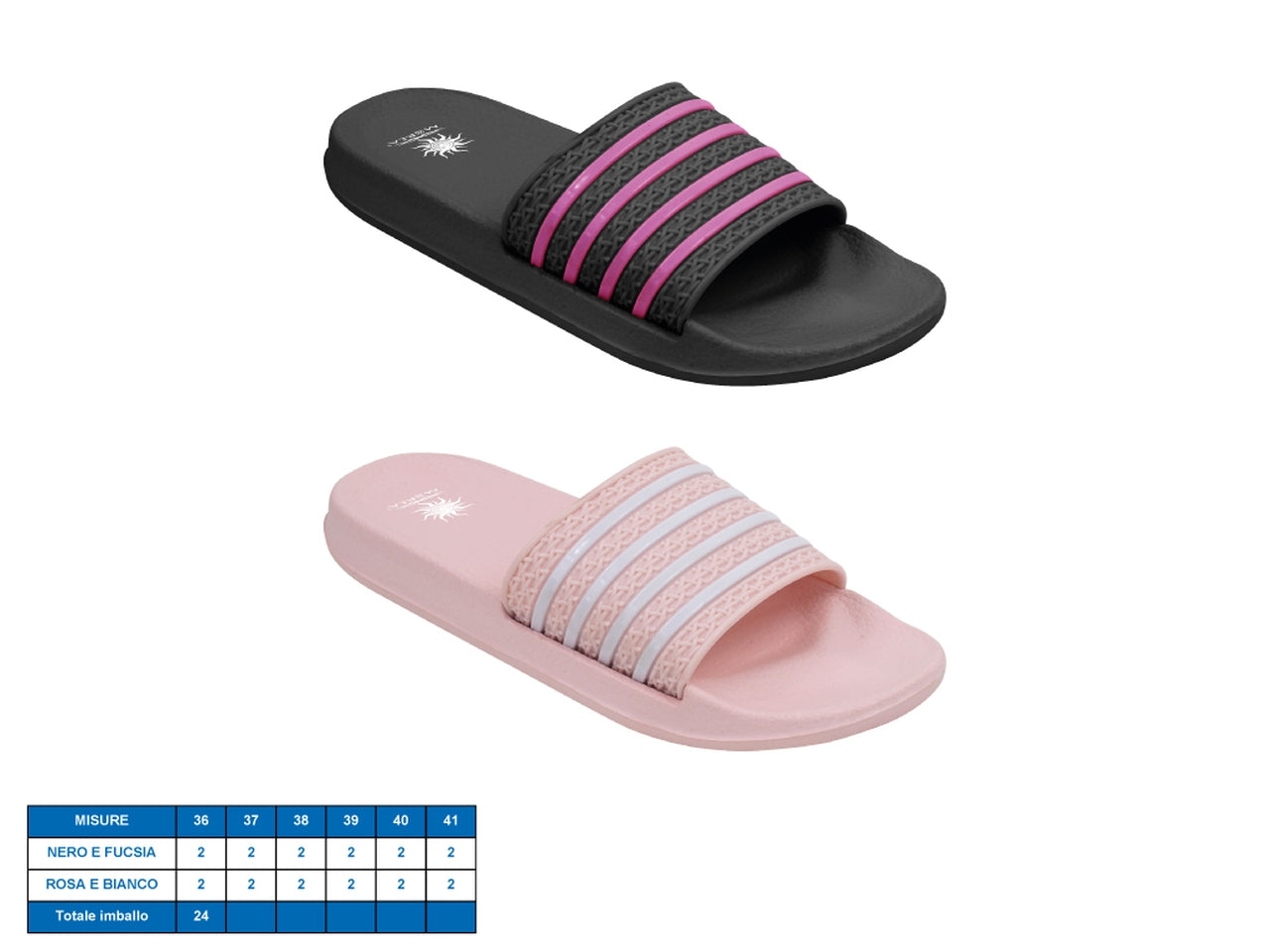 Ciabatta donna in plastica eva nero e rosa taglia 36/41, Spinosa - M@rea