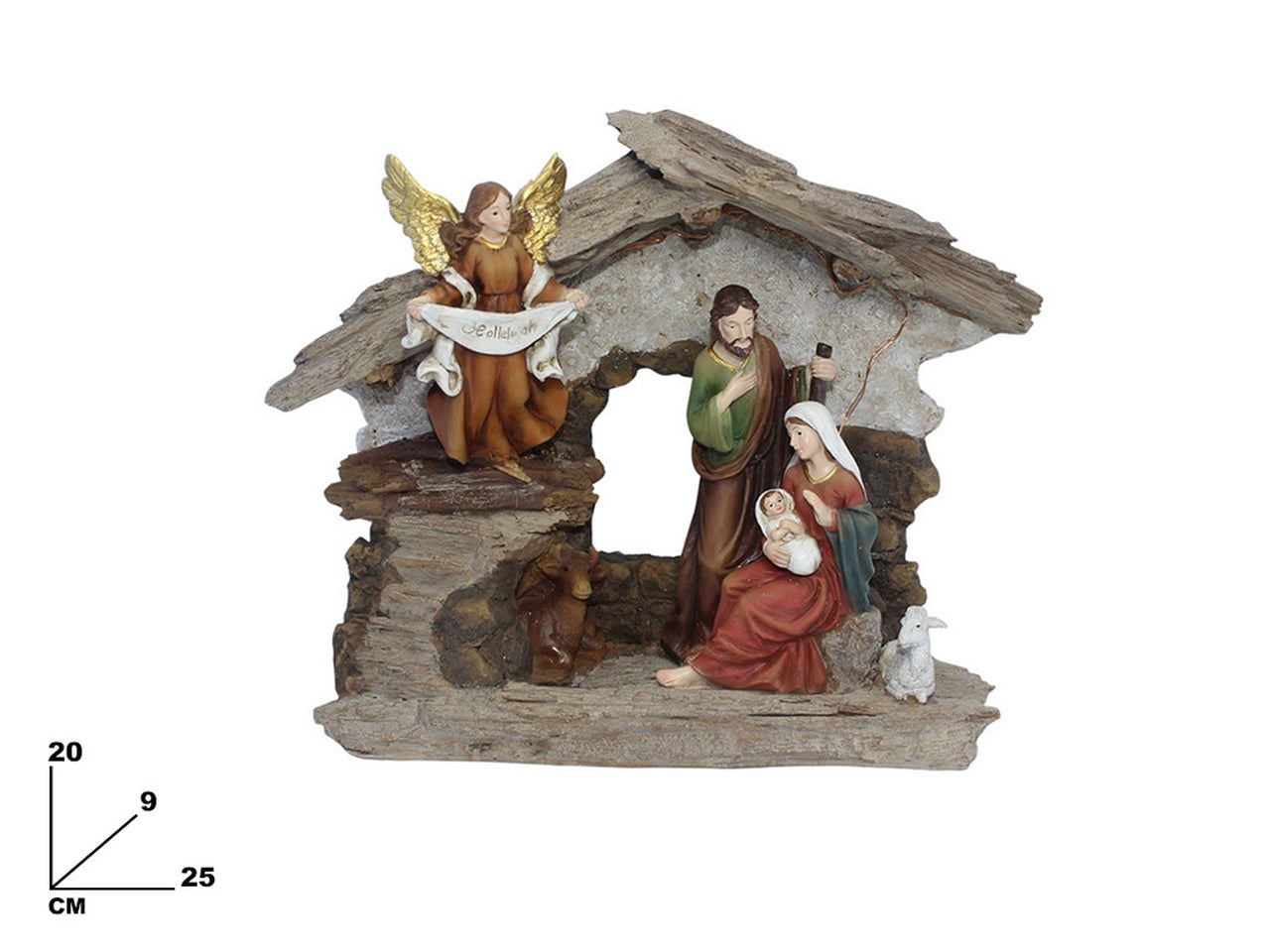 Nativita' 20cm con capanna e luci