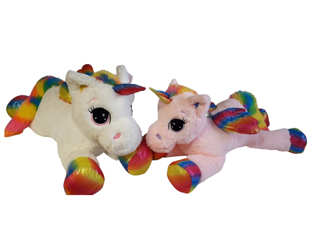 Peluche eryb unicorno sdraiato 120cm in due assortimenti