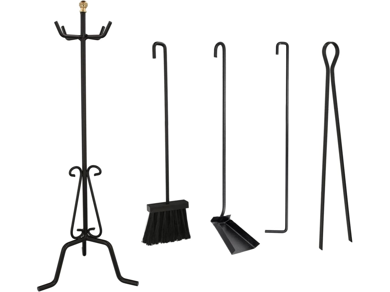 Set di 5 utensili per camino vetralla 25xh.70cm