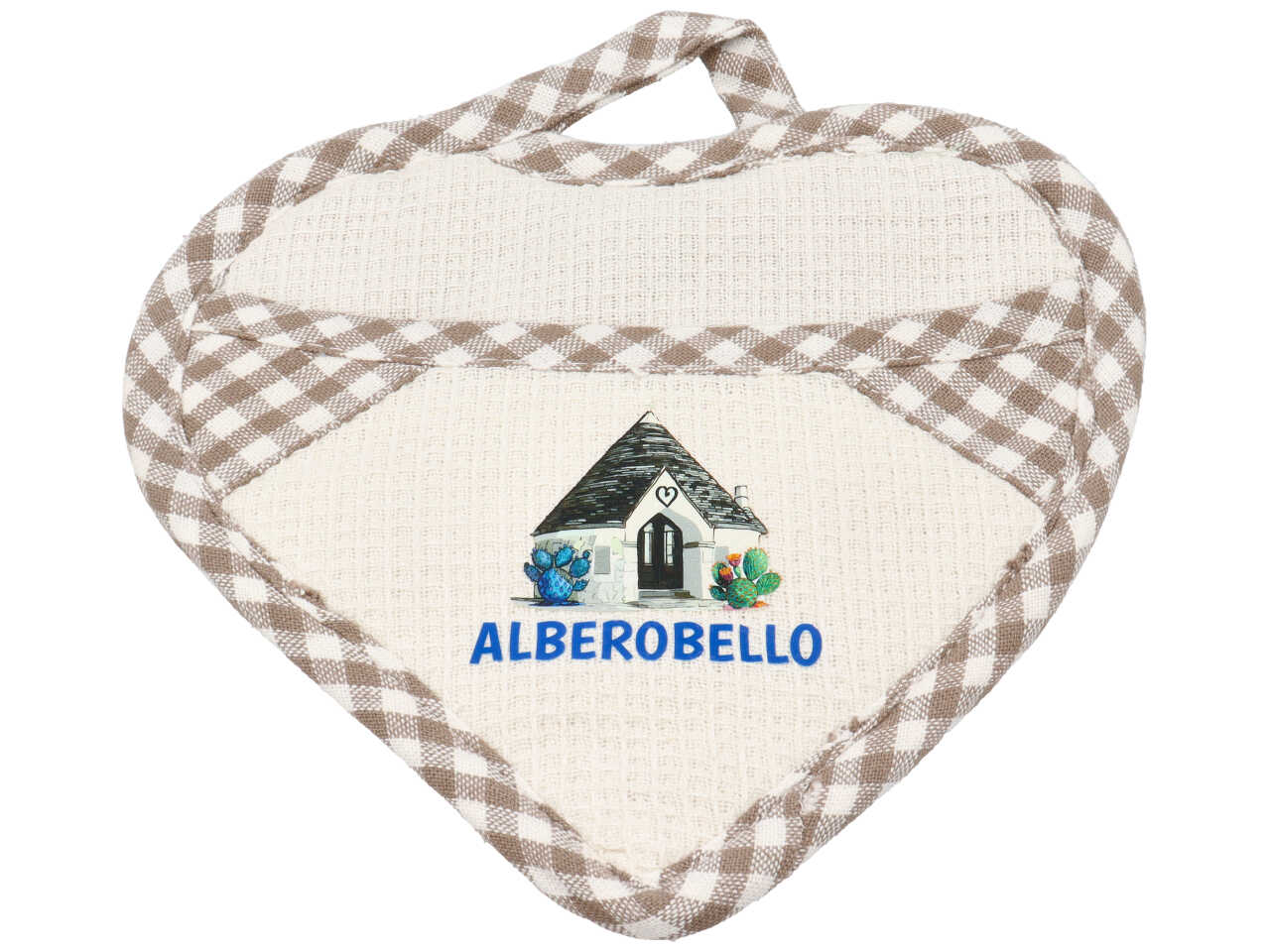 Presina cotone quadrata tortora trullo Alberobello mediterranea 19x19 cm - Zambiasi