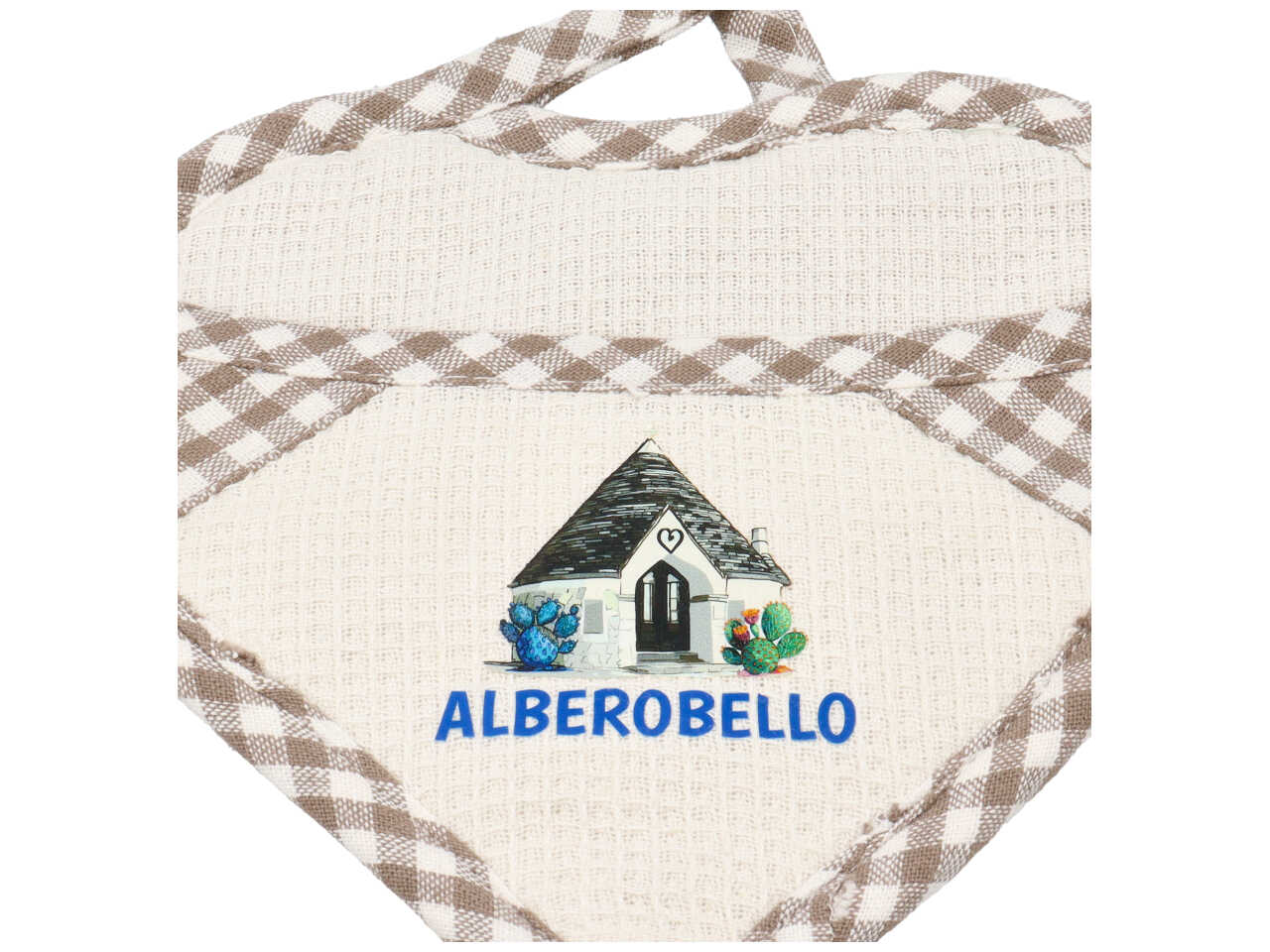Presina cotone quadrata tortora trullo Alberobello mediterranea 19x19 cm - Zambiasi