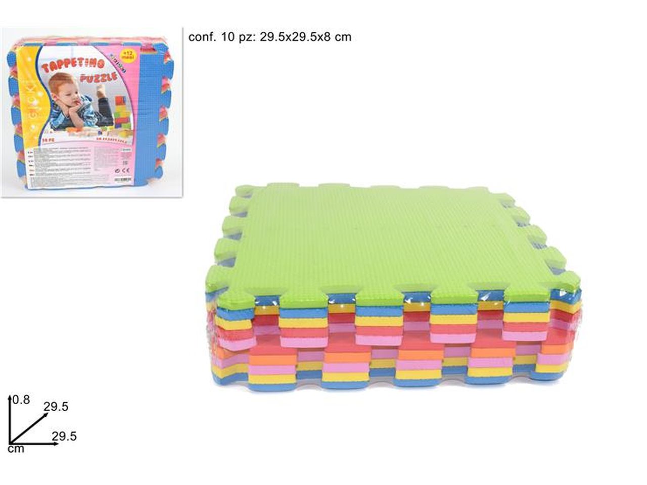 Tappeto puzzle 29,5x29,5x0,8cm. confezione da 10 tappettini