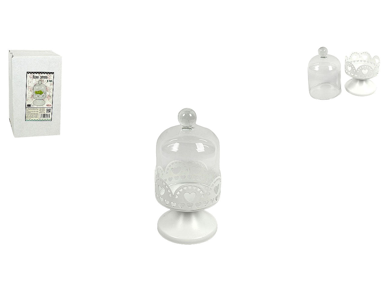 Alzata c/campana vetro 16,5cm c/cuori ln000013