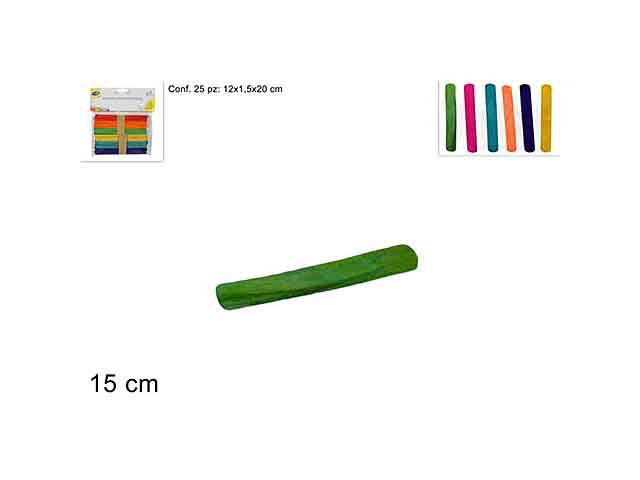 Stecche legno 25 pezzi colorate