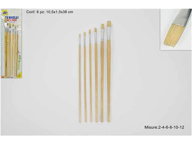 Pennelli punta piatta color legno 10.5x1.5x38 cm