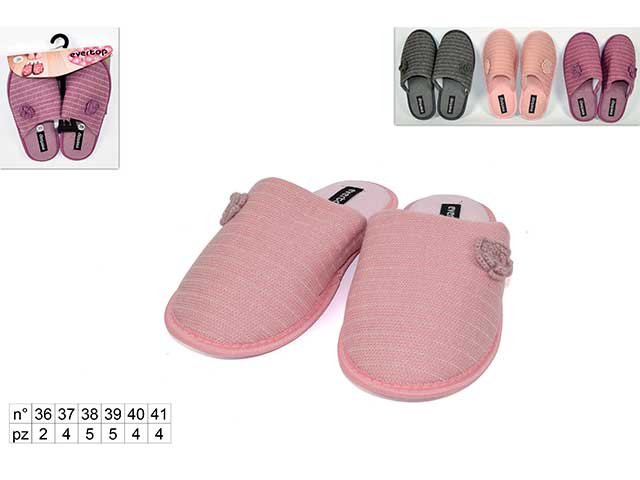 Pantofola donna tg.36-41 c/fiore ln0008