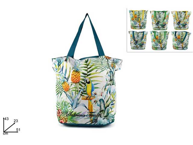 Borsa spiaggia fantasia pappagallo