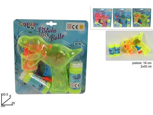 Pistola bolle sapone dinosauri mi013206