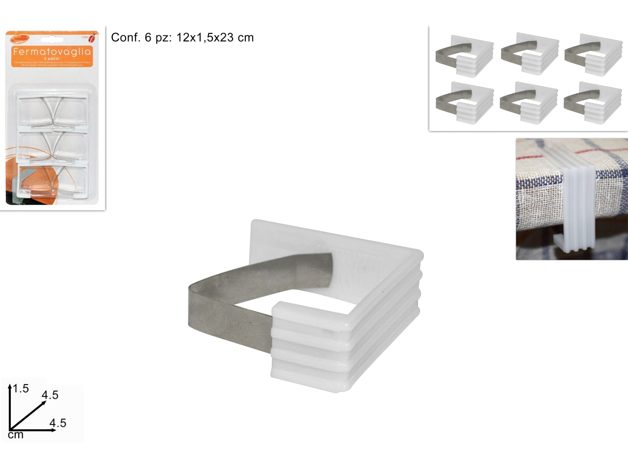 Fermatovaglia di plastica - la confezione contiene 6 fermatovaglia
