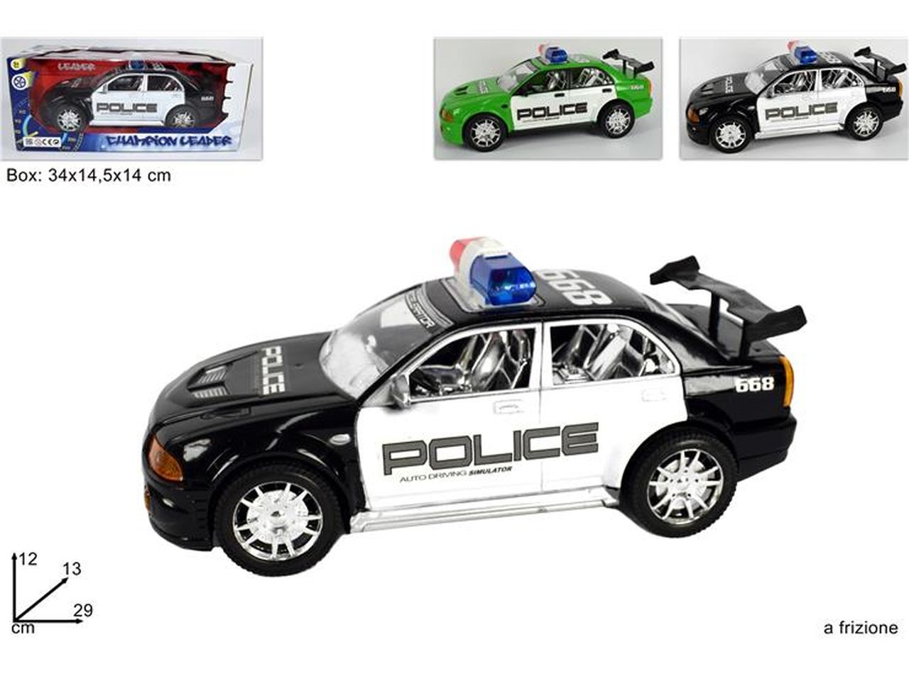 Macchina polizia a frizione in due colori assortiti