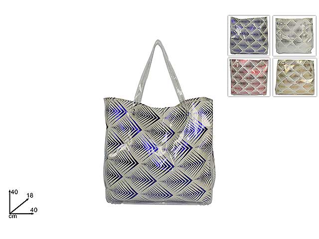 Borsa spiaggia laminata rombi in juta
