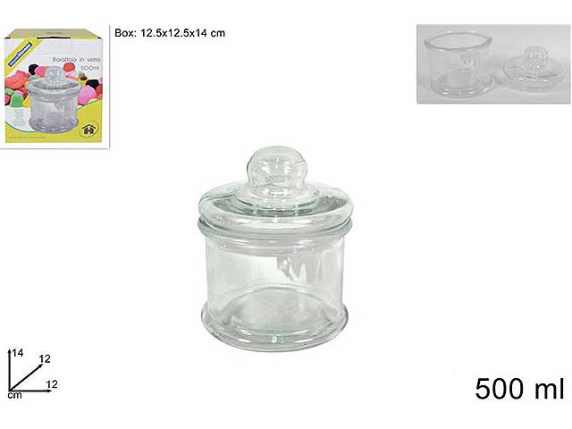 Barattolo vetro 500ml c/tappo