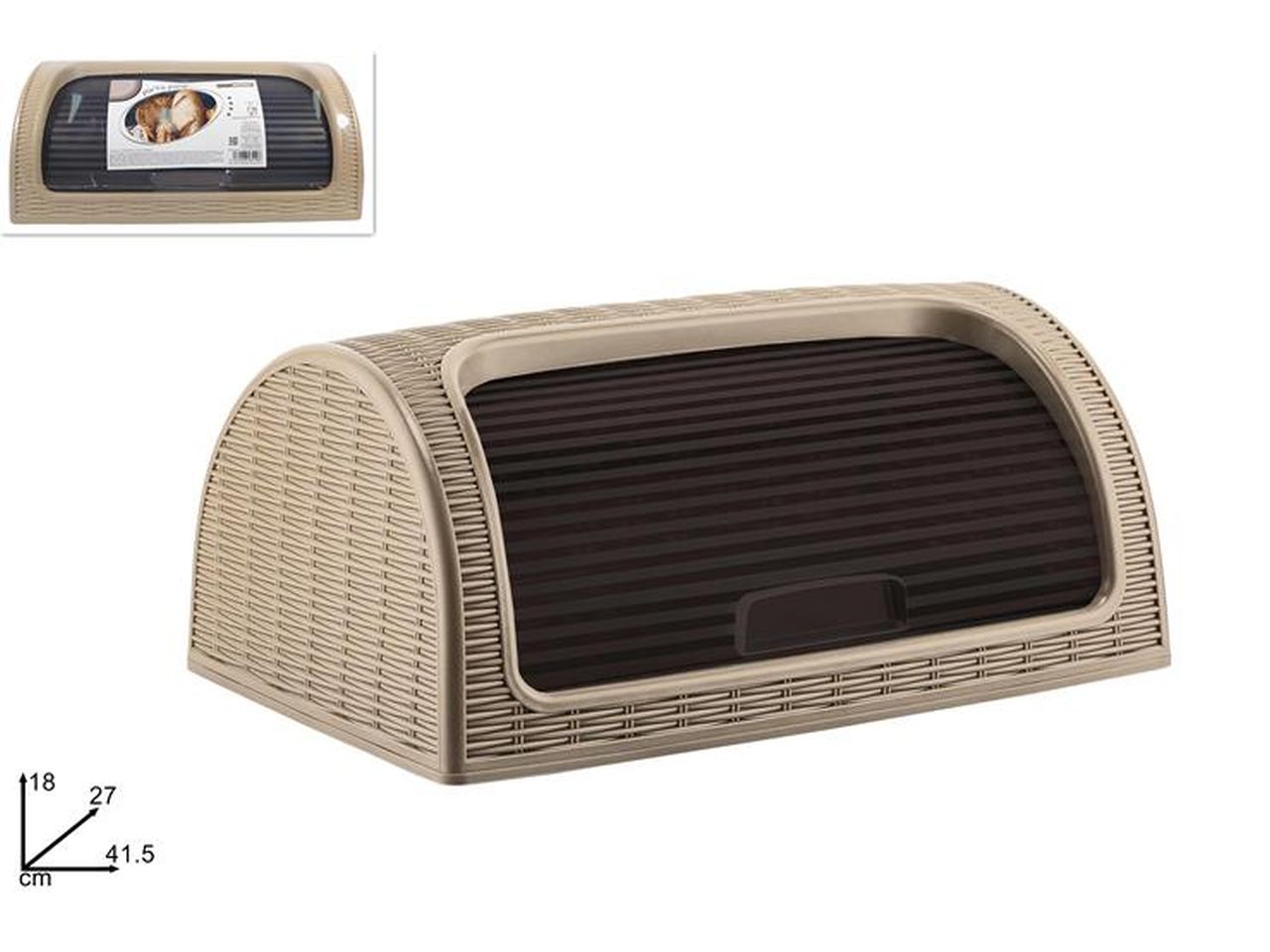 Portapane in plastica effetto rattan cappuccino