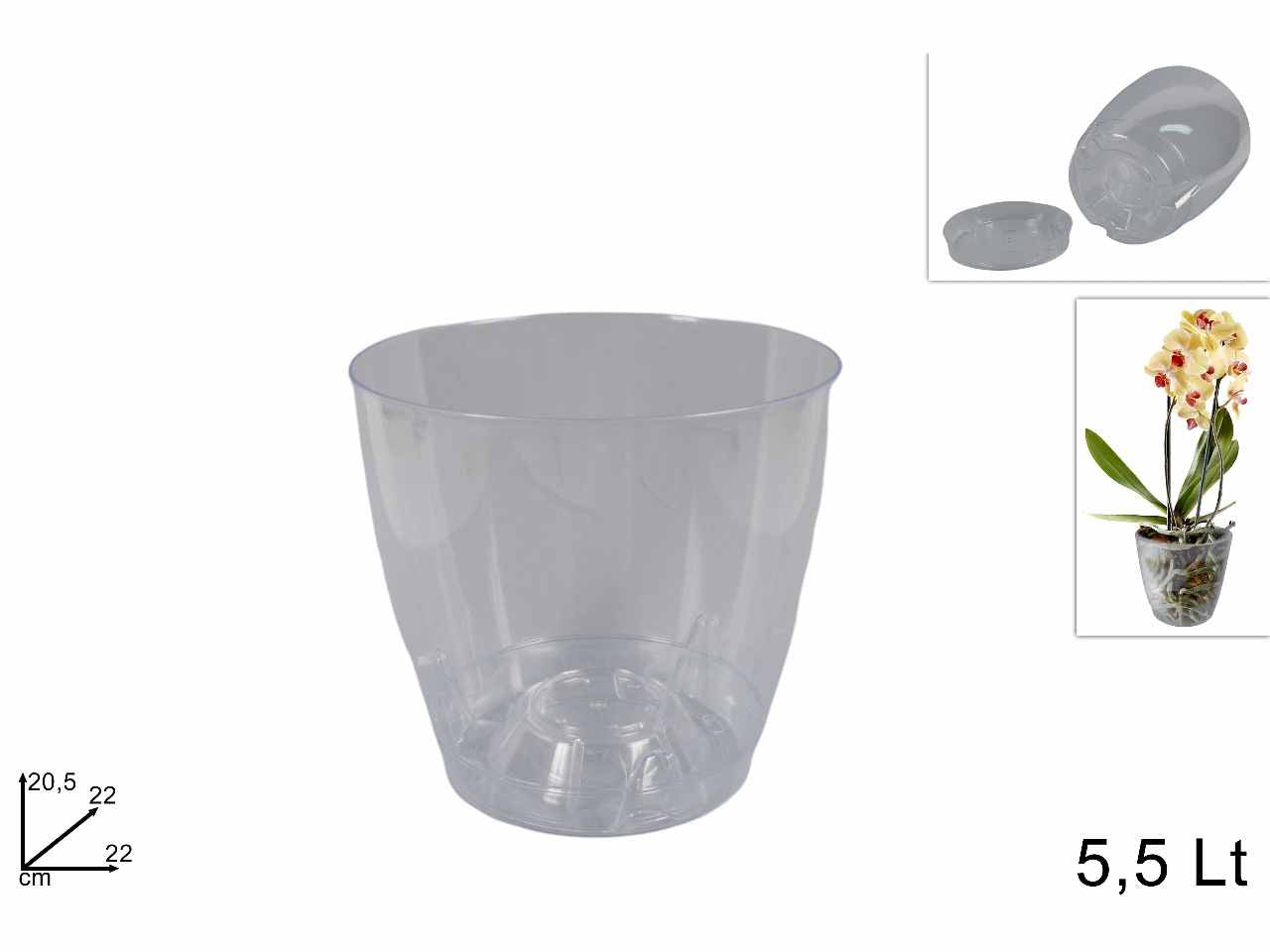 Vaso in plastica trasparente h.20,5xd.22cm 5,5litri