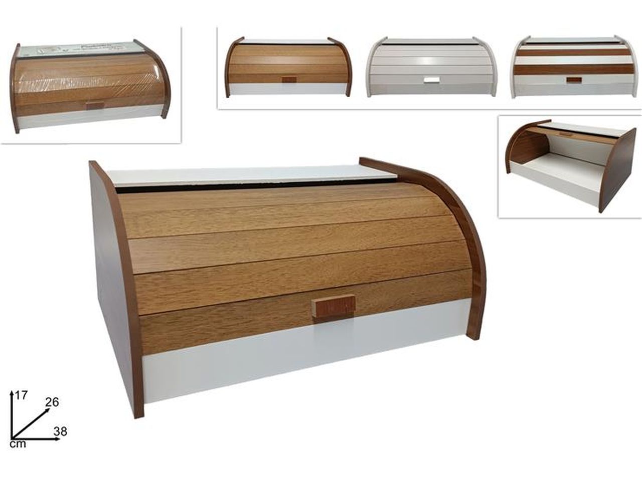 Contenitore con apertura a scomparsa in legno