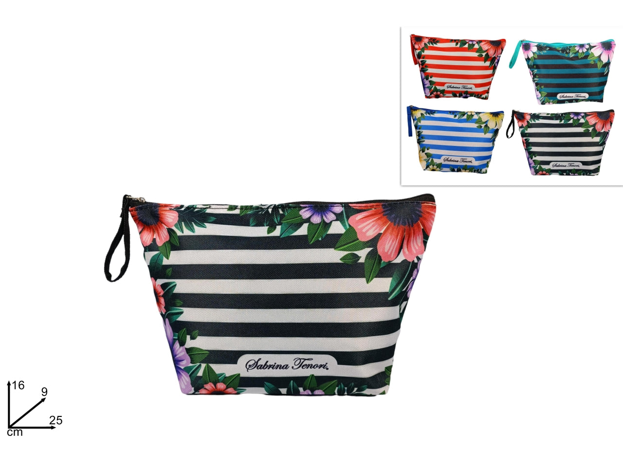 Bustina beauty fantasia righe e fiori