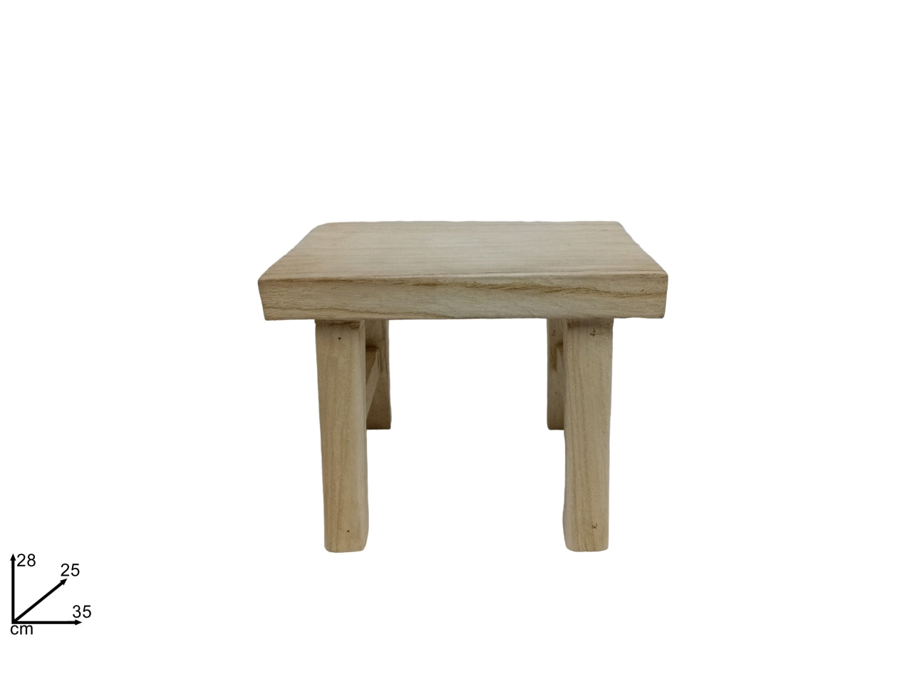 Sgabello basso in legno naturale 28x25x32 cm - Due Esse
