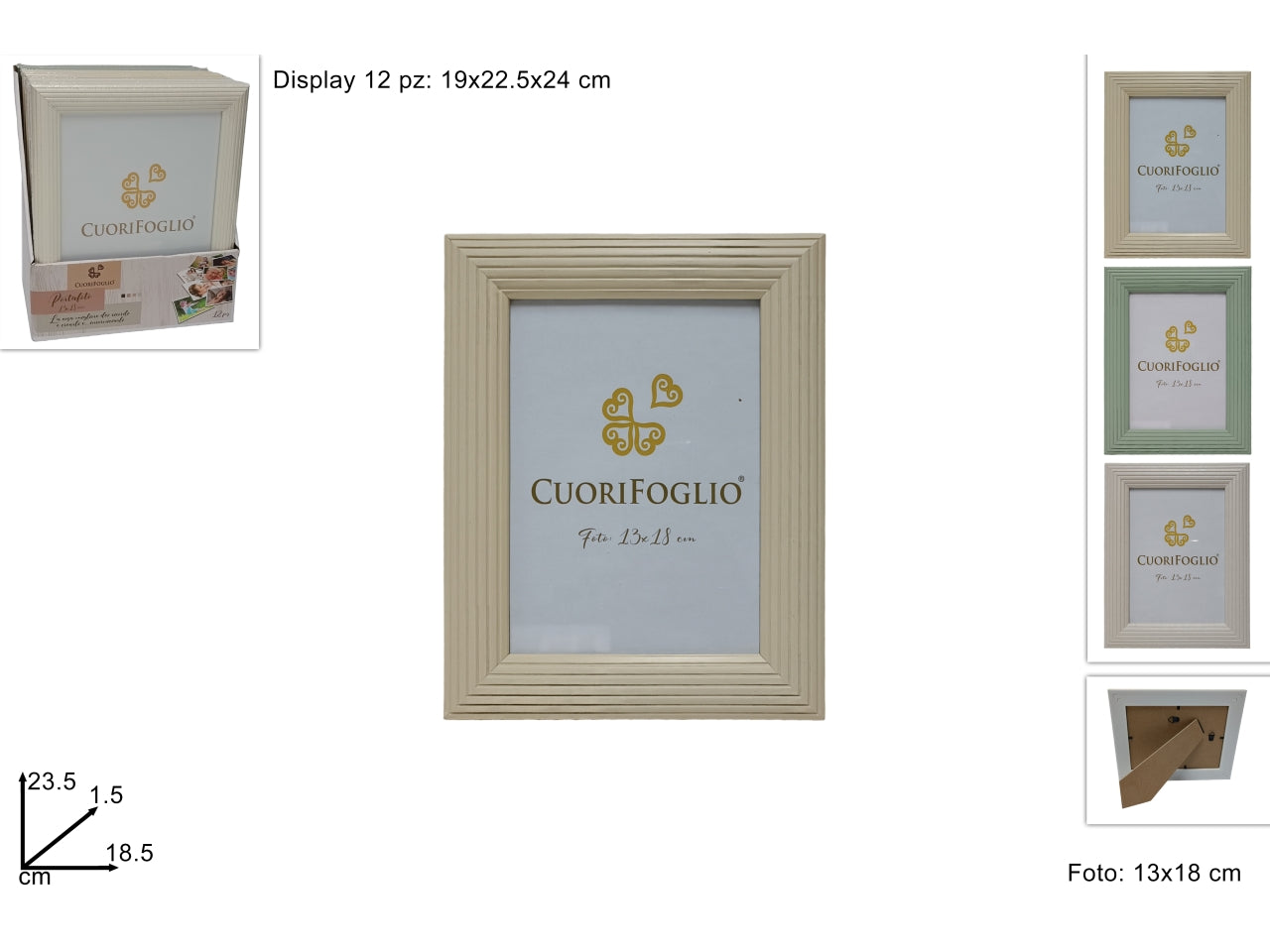 Cornice in legno per foto 13x18cm - disponibile in 3 colori