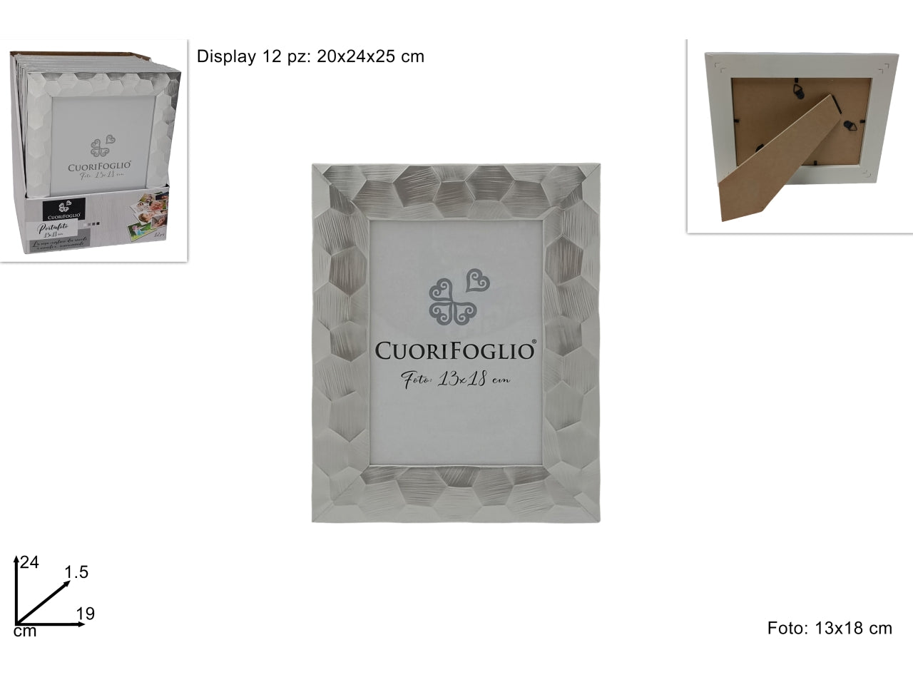 Cornice in legno silver per foto 13x18cm