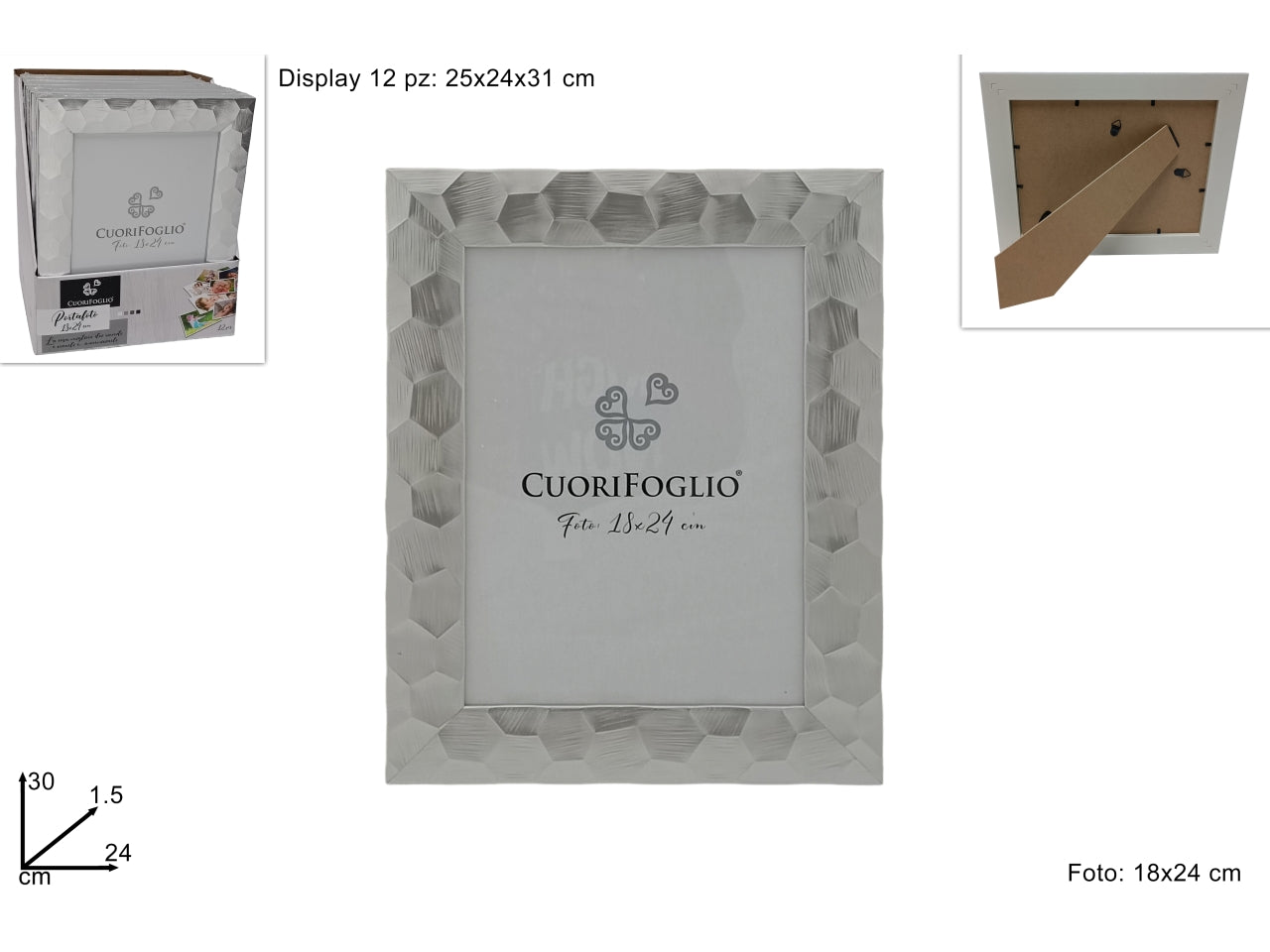 Cornice in legno silver per foto 18x24cm