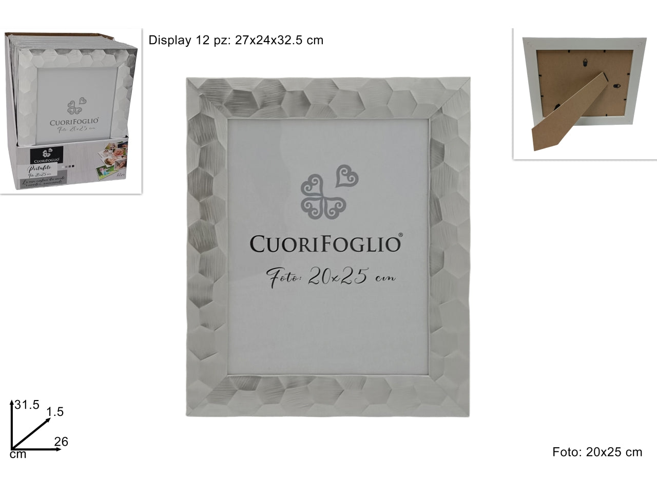 Cornice in legno silver per foto 20x25cm