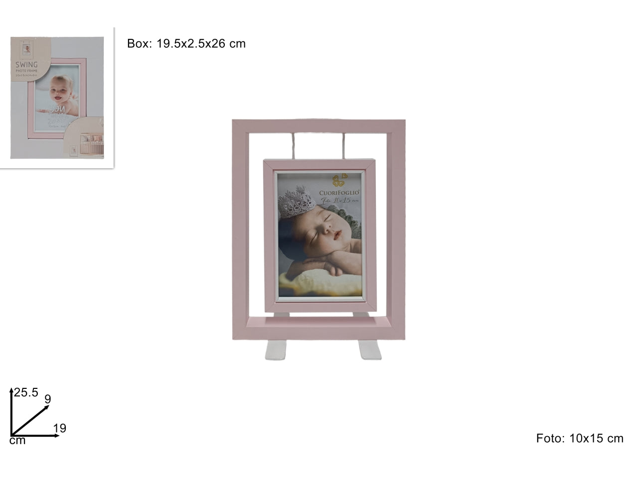 Portafoto pendente per foto 10x15cm rosa